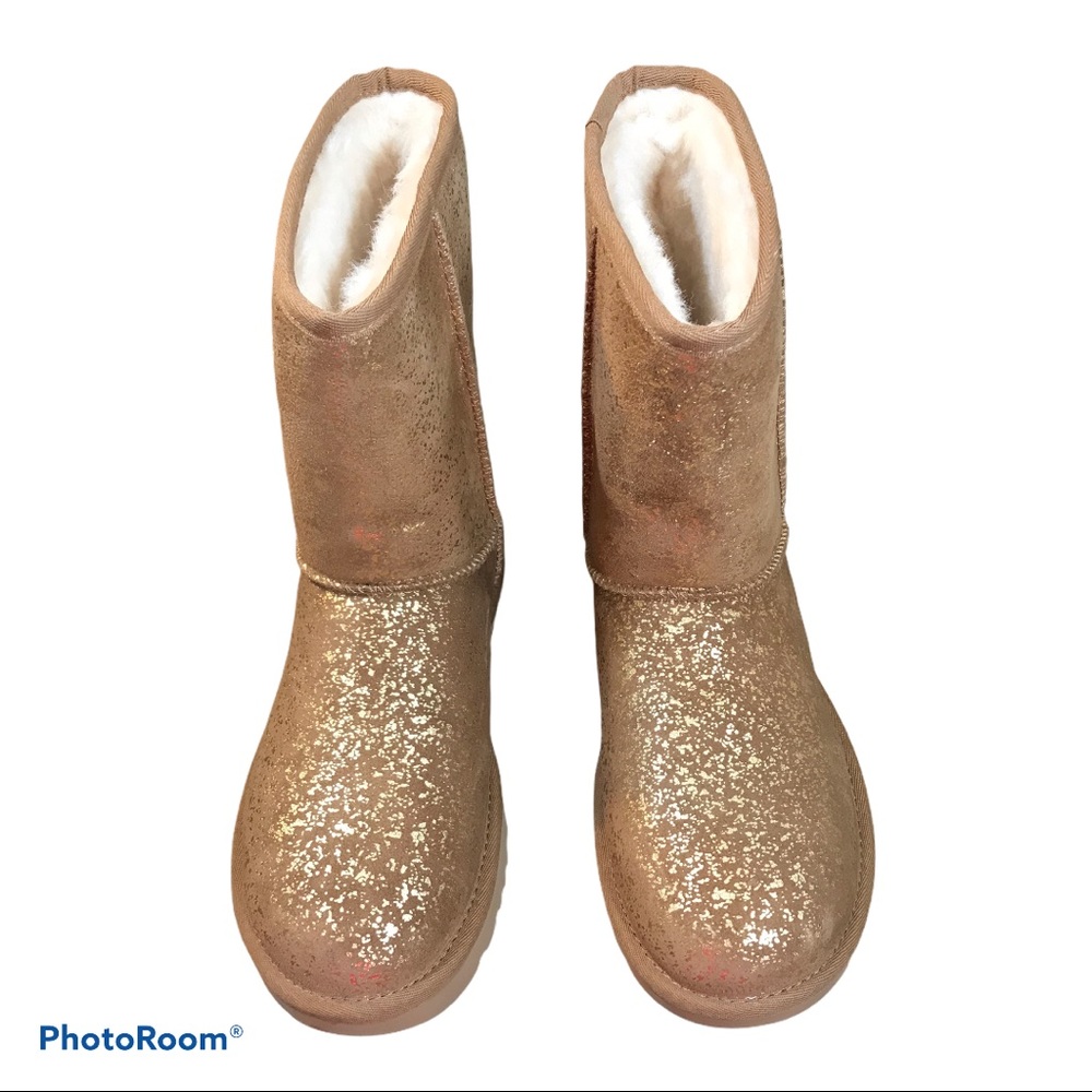 UGG Classic Short Foil Glam Chestnut Boots 8 NWT